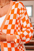 Relaxed Checkered Print Open Front Knit Cardigan