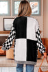 Relaxed Checkered Print Open Front Knit Cardigan