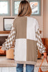Relaxed Checkered Print Open Front Knit Cardigan