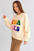 Relaxed Chenille Letter Patch Graphic Crew Neck Sweatshirt