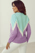 Relaxed Chevron Color Block Crew Neck Sweater