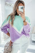 Relaxed Chevron Color Block Crew Neck Sweater