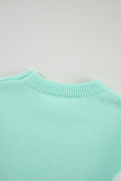 Relaxed Chevron Color Block Crew Neck Sweater