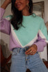 Relaxed Chevron Color Block Crew Neck Sweater