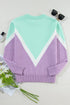 Relaxed Chevron Color Block Crew Neck Sweater