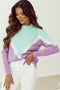 Relaxed Chevron Color Block Crew Neck Sweater