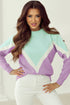 Relaxed Chevron Color Block Crew Neck Sweater