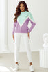 Relaxed Chevron Color Block Crew Neck Sweater