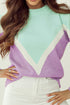 Relaxed Chevron Color Block Crew Neck Sweater