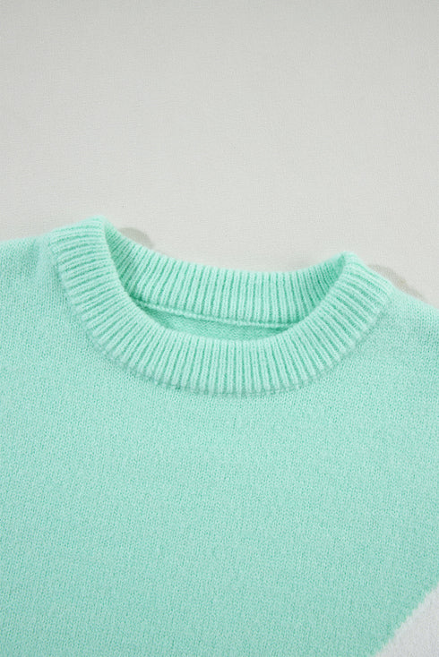 Relaxed Chevron Color Block Crew Neck Sweater