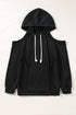 Relaxed Cold Shoulder Long Sleeve Pullover Hoodie