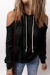 Relaxed Cold Shoulder Long Sleeve Pullover Hoodie