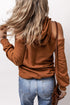 Relaxed Cold Shoulder Long Sleeve Pullover Hoodie