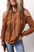 Relaxed Cold Shoulder Long Sleeve Pullover Hoodie