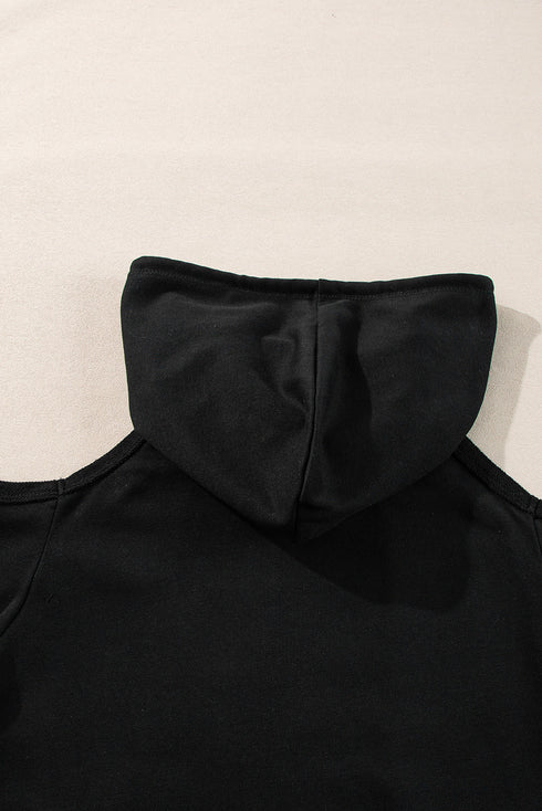 Relaxed Cold Shoulder Long Sleeve Pullover Hoodie