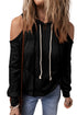 Relaxed Cold Shoulder Long Sleeve Pullover Hoodie