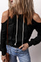 Relaxed Cold Shoulder Long Sleeve Pullover Hoodie