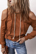 Relaxed Cold Shoulder Long Sleeve Pullover Hoodie