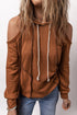 Relaxed Cold Shoulder Long Sleeve Pullover Hoodie