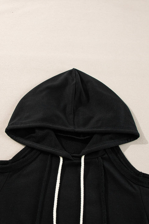 Relaxed Cold Shoulder Long Sleeve Pullover Hoodie