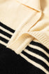 Relaxed Collared V Neck Color Block Sweater