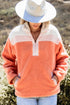 Relaxed Color Block Quarter Zip Sherpa Pullover