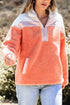 Relaxed Color Block Quarter Zip Sherpa Pullover