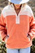 Relaxed Color Block Quarter Zip Sherpa Pullover