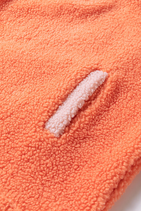 Relaxed Color Block Quarter Zip Sherpa Pullover