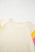 Relaxed Color Block Stitched Sleeve Detail Loose Fit Casual T-shirt Top