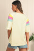 Relaxed Color Block Stitched Sleeve Detail Loose Fit Casual T-shirt Top