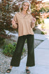 Relaxed Corded Button Front Raw Hem Hoodie