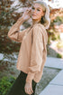 Relaxed Corded Button Front Raw Hem Hoodie