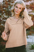Relaxed Corded Button Front Raw Hem Hoodie