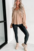 Relaxed Corded Button Front Raw Hem Hoodie