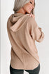 Relaxed Corded Button Front Raw Hem Hoodie