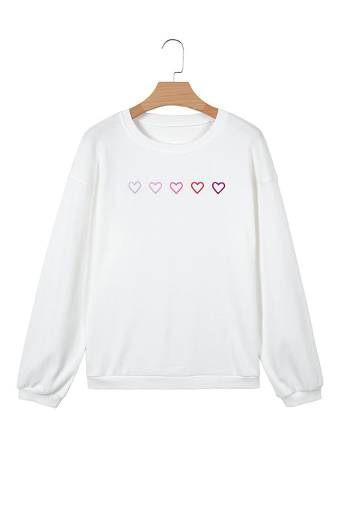 Relaxed Corded Texture Heart Graphic Pullover Sweatshirt