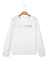 Relaxed Corded Texture Heart Graphic Pullover Sweatshirt