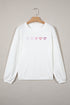 Relaxed Corded Texture Heart Graphic Pullover Sweatshirt