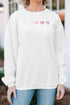 Relaxed Corded Texture Heart Graphic Pullover Sweatshirt