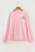 Relaxed Corded Texture Heart Graphic Pullover Sweatshirt