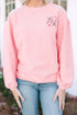 Relaxed Corded Texture Heart Graphic Pullover Sweatshirt