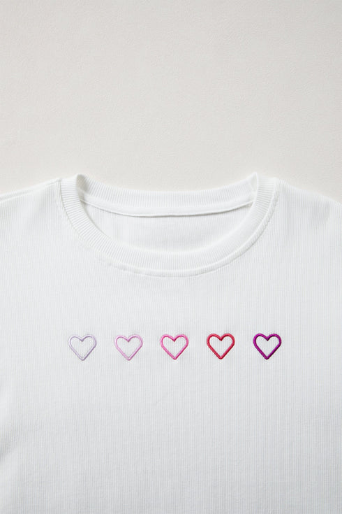 Relaxed Corded Texture Heart Graphic Pullover Sweatshirt
