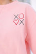 Relaxed Corded Texture Heart Graphic Pullover Sweatshirt