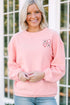 Relaxed Corded Texture Heart Graphic Pullover Sweatshirt