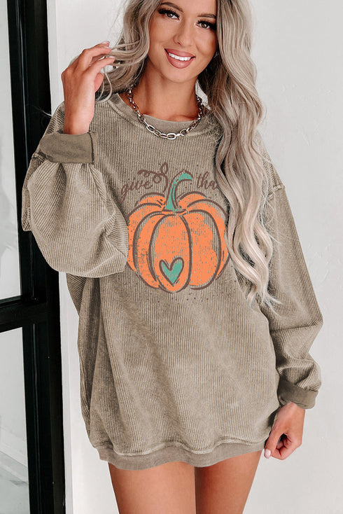 Relaxed Corduroy Festive Graphic Crew Neck Sweatshirt