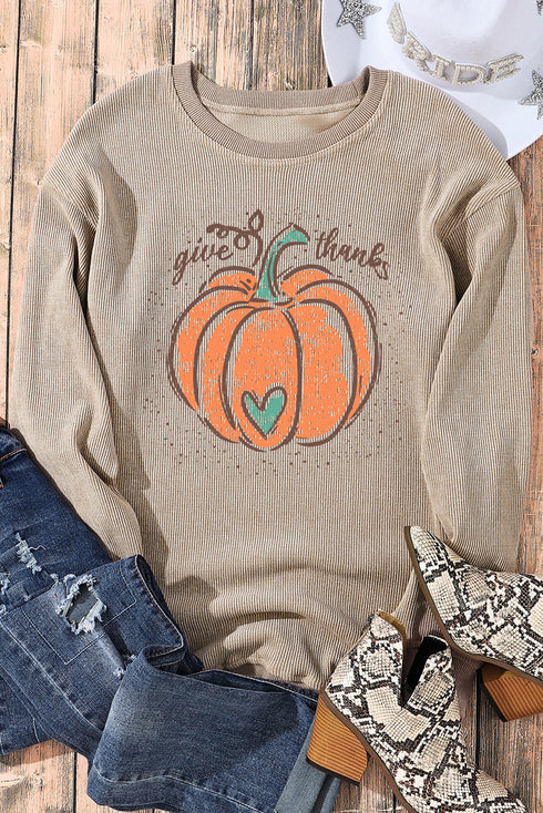 Relaxed Corduroy Festive Graphic Crew Neck Sweatshirt