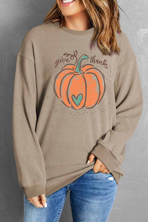 Relaxed Corduroy Festive Graphic Crew Neck Sweatshirt