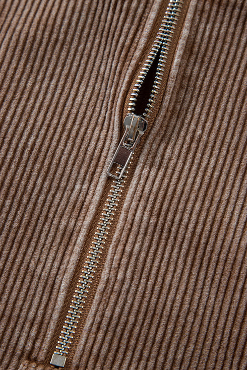 Relaxed Corduroy Quarter Zip Long Sleeve Pullover