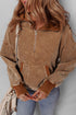 Relaxed Corduroy Quarter Zip Long Sleeve Pullover